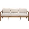 NATERIAL Divano da giardino con cuscino beige e braccioli Oasis NATERIAL da 3 posti, struttura in acacia marrone seduta in poliestere marrone, L 182 x H 74 x P 80 cm