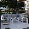 NATERIAL Divano da giardino con cuscino grigio e braccioli Athena NATERIAL da 2 posti, struttura in alluminio seduta in alluminio bianco, L 160 x H 91 x P 88 cm