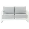 NATERIAL Divano da giardino con cuscino grigio e braccioli Athena NATERIAL da 2 posti, struttura in alluminio seduta in alluminio bianco, L 170 x H 91 x P 88 cm