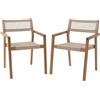 NATERIAL Sedia da giardino con braccioli Oasis NATERIAL, struttura in legno, seduta in corda marrone, 2 pezzi