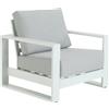NATERIAL Poltrona da giardino con cuscino grigio e braccioli Athena NATERIAL, struttura in alluminio seduta in alluminio bianco, L 95 x H 91 x P 88 cm