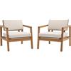NATERIAL Poltrona da giardino con cuscino beige e braccioli Oasis NATERIAL da 2 posti, struttura in acacia marrone seduta in acacia marrone, L 66 x H 74 x P 80 cm, set da 2 pezzi
