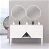 BADEN HAUS Mobile bagno sospeso con lavabo L 140 x H 55 x P 45.3 cm bianco opaco per doppia vasca Vintage