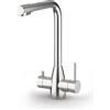 CULLIGAN Rubinetto da cucina fisso a l QX 3 vie angolare acciaio inox argento spazzolato opaco CULLIGAN