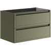 Leroy Merlin Mobile da bagno sospeso sotto lavabo L 79.5 x H 50 x P 45.5 cm verde salvia opaco, 2 cassetti TRATTO