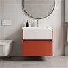Leroy Merlin Mobile da bagno sospeso sotto lavabo Niwa 2 cassetti L 59.5 x H 50 x P 45.5 cm paprika e bianco cannettato
