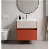 Leroy Merlin Mobile da bagno sospeso sotto lavabo Niwa 2 cassetti L 59.5 x H 50 x P 45.5 cm paprika e sabbia cannettato