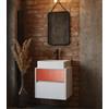 Leroy Merlin Mobile da bagno sospeso sotto lavabo Niwa 2 cassetti L 59.5 x H 50 x P 45.5 cm bianco laccato opaco e paprika cannettato