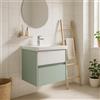 Leroy Merlin Mobile da bagno sospeso sotto lavabo Niwa 2 cassetti L 59.5 x H 50 x P 45.5 cm verde e bianco laccato opaco cannettato