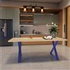Leroy Merlin Tavolo da pranzo fisso in legno massello di faggio grezzo 150X90X3 cm, 2 gambe Cross blu