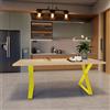 Leroy Merlin Tavolo da pranzo fisso in legno massello di faggio grezzo 150X90X3 cm, 2 gambe Cross giallo