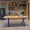 Leroy Merlin Tavolo da pranzo fisso in legno massello di abete grezzo 240X90X4 cm, 2 gambe Cross blu