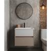 Leroy Merlin Mobile da bagno sospeso sotto lavabo Niwa 2 cassetti L 59.5 x H 50 x P 45.5 cm sabbia e bianco opaco cannettato