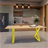 Leroy Merlin Tavolo da pranzo fisso in legno massello di abete grezzo 240X90X4 cm, 2 gambe Cross giallo