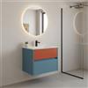 Leroy Merlin Mobile da bagno sospeso sotto lavabo Niwa 2 cassetti L 59.5 x H 50 x P 45.5 cm blu pacifico e paprika cannettato
