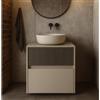 Leroy Merlin Mobile da bagno sospeso sotto lavabo Niwa 2 cassetti L 59.5 x H 50 x P 45.5 cm sabbia e grigio carbone cannettato
