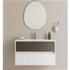 Leroy Merlin Mobile da bagno sospeso sotto lavabo Niwa 2 cassetti L 89.5 x H 50 x P 45.5 cm bianco e grigio cannettato