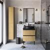 Leroy Merlin Mobile da bagno Studio composto da base porta lavabo 2 cassetti rovere cannettato L 60 X H 58 X P 48,1 cm, top effetto pietra e lavabo d'appoggio tondo nero opaco.