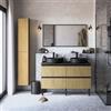 Leroy Merlin Mobile da bagno Studio composto da base porta lavabo 2 cassetti rovere cannettato L 120 X H 58 X P 48,1 cm, top effetto pietra e lavabo d'appoggio tondo nero opaco.