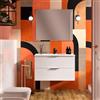 SENSEA Mobile bagno sospeso con lavabo L 90 x H 55 x P 45 cm bianco lucido 2 cassetti per vasca centrale Jnka