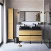 Leroy Merlin Mobile da bagno Studio composto da base porta lavabo 2 cassetti rovere cannettato L 120 X H 58 X P 48,1 cm, top effetto pietra e lavabo d'appoggio rettangolare nero opaco.