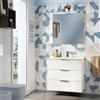 SENSEA Mobile bagno sospeso con lavabo L 80 x H 72 x P 45 cm bianco lucido 3 cassetti per vasca centrale Jnka