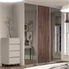 Optimum Kit anta scorrevole con binario OPTIMUM 3 ante marrone e specchio argento L 270 x H 270 cm