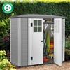 GAROFALO Casetta da giardino in PVC grigio 0.9 x 2.1 m, superficie esterna 2 m² e spessore parete 20 mm, con pavimento porta a due ante, GAROFALO Pagoda EVO L