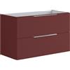 Leroy Merlin Mobile da bagno sospeso sotto lavabo L 99.5 x H 60 x P 45.5 cm rosso opaco, 2 cassetti Brera