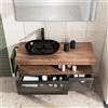 Leroy Merlin Mobile da bagno sospeso Star con top integrato L 120.3 x H 30 x P 46 cm noce walnut, 2 cassetti a sinistra con frontale in vetro Dark Grey