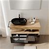Leroy Merlin Mobile da bagno sospeso Star con top integrato L 100.3 x H 30 x P 46 cm rovere oak, 2 cassetti a sinistra con frontale in vetro Dark Grey