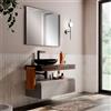 Leroy Merlin Mobile da bagno sospeso sotto lavabo Step L 100.3 x H 30 x P 46 cm tortora taupe cannettato, 2 cassetti il grande a sinistra