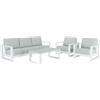 NATERIAL Salotto da giardino Athena NATERIAL bianco con cuscini in poliestere grigio per 5 persone