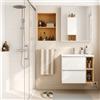 SENSEA Mobile bagno sospeso con lavabo, top incluso L 60 x H 55 x P 45 cm bianco e miele 2 cassetti per vasca centrale Modern