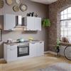 Leroy Merlin Cucina montata Dora bianco spatolato, lavello a destra, L 195 cm, completa di: cappa a camino, piano cottura a induzione, forno