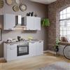 Leroy Merlin Cucina montata Dora bianco spatolato, lavello a destra, L 195 cm, completa di: cappa a camino, piano cottura a gas e forno