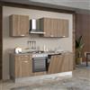 Leroy Merlin Cucina montata Dora rovere chiaro, lavello a destra, L 240 cm, completa di: cappa a camino, piano cottura a gas, forno, lavastoviglie