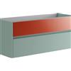 Leroy Merlin Mobile da bagno sospeso sotto lavabo Niwa 2 cassetti ideale per doppia vasca L119.5 x H50 x P45.5cm verde timo e paprika cannettato