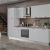 Leroy Merlin Cucina montata Dora bianco spatolato, lavello a sinistra, L 300 cm, completa di: cappa a camino, piano cottura a gas, forno e frigorifero