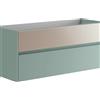 Leroy Merlin Mobile da bagno sospeso sotto lavabo Niwa 2 cassetti ideale per doppia vasca L 119.5 x H 50 x P 45.5 cm verde timo e sabbia cannettato