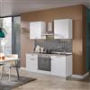 Leroy Merlin Cucina montata Dora bianco spatolato, lavello reversibile, L 180 cm, completa di: cappa a camino, piano cottura a induzione, forno