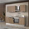 Leroy Merlin Cucina montata Dora rovere chiaro, lavello a sinistra, L 240 cm, completa di: cappa a camino, piano cottura a induzione, forno, lavastoviglie