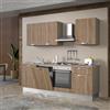 Leroy Merlin Cucina montata Dora rovere chiaro, lavello a sinistra, L 240 cm, completa di: cappa a camino, piano cottura a gas, forno, lavastoviglie