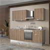 Leroy Merlin Cucina montata Dora rovere chiaro, lavello a sinistra, L 240 cm, completa di: cappa a camino, piano cottura a induzione, forno