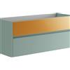 Leroy Merlin Mobile da bagno sospeso sotto lavabo Niwa 2 cassetti ideale per doppia vasca L119.5 x H50 x P45.5cm verde timo e senape opaco cannettato