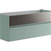Leroy Merlin Mobile da bagno sospeso sotto lavabo Niwa 2 cassetti ideale per doppia vasca L 119.5 x H 50 x P 45.5 cm verde timo e grigio carbone cannettato