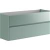 Leroy Merlin Mobile da bagno sospeso sotto lavabo Niwa 2 cassetti ideale per doppia vasca L119.5 x H50 x P45.5cm verde timo opaco cannettato