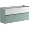 Leroy Merlin Mobile da bagno sospeso sotto lavabo Niwa 2 cassetti ideale per doppia vasca L 119.5 x H 50 x P 45.5 cm verde timo e bianco cannettato