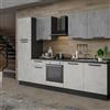 Leroy Merlin Cucina montata Dora bianco e grigio chiaro, lavello a destra, L.300 cm, completa di: cappa a camino, piano cottura a induzione, forno e frigorifero