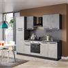 Leroy Merlin Cucina montata Dora bianco e grigio chiaro, lavello a destra, L.255 cm, completa di: cappa a camino, piano cottura a induzione, forno e frigorifero